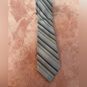 Calvin Klein Blue and Gray Striped Tie